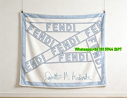 Fendi Light Blue White Striped Flannel Sofa Throw Blanket Wall Decor IMG_9525